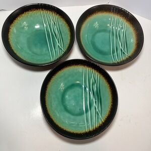 BAUM Galaxy Jade Round Soup Bowl 7 1/2" Cereal Dish Pottery Set Of 3